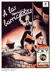 Propaganda anarquista de la CNT-FAI en un libro de partituras del himno A las barricadas (1936).