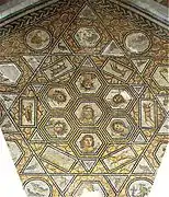 Antiguo mosaico romano basado en un motivo hexagonal repetido (Museo Nacional del Bardo, Túnez)