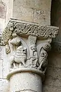 Daniel en el foso de los leones, capitel románico de la abadía de La Sauve Majeure (siglo XII), escultura románica.