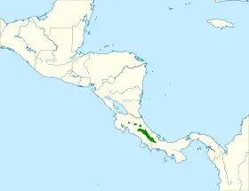 Distribución geográfica del yal costarricense.