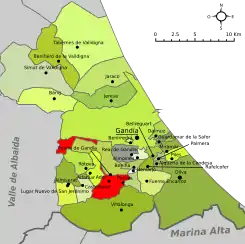 Extensión del municipio en la comarca.