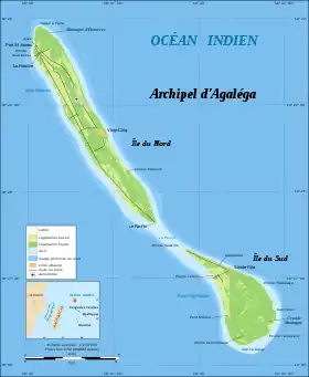 Mapa de las islas Agalega