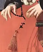 Detalle de Dama de rojo, de Pontormo, ca. 1532-1533.