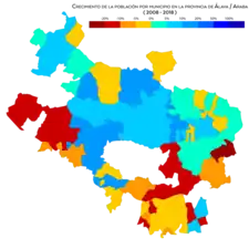Crecimiento de la población por municipio (2008-2018)