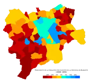 Crecimiento de la población por municipio entre 2008 y 2018