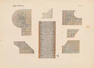 Sur papier clair, formes géométriques avec motifs d'arabesques