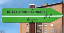 Poster indicating the route of a cardio-healthy or green route.