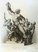 Grabado con reproducción del Grupo de Laocoonte, Siglo XIX. Museo Juan VI