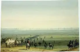 Alfred Jacob Miller, Prairie Scene - Mirage ("escena de las praderas - espejismo"), ca. 1858-1860.