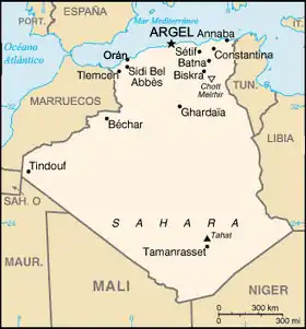 Mapa de Argelia.