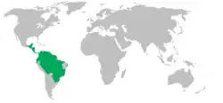 Distribución de los monos aulladores (en verde)