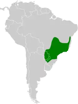 Distribución geográfica del ticotico ocráceo chico.