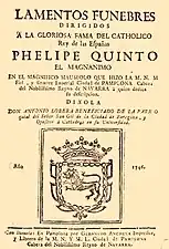 Exequias de Felipe V editadas por el ayuntamiento de Pamplona (1746)