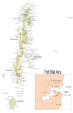 Mapa de las islas Andamán.