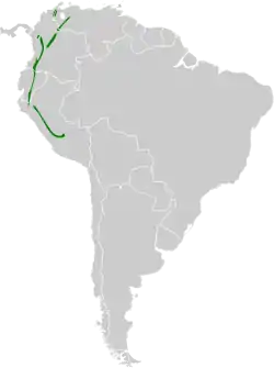 Distribución geográfica de la tangara lacrimosa.