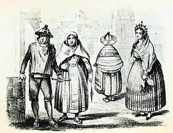 Trajes de Chuquisaca, en el libro Antiguas ciudades de América, 1842.