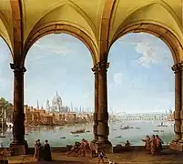 St. Paul visto desde una loggia (c. 1748) de Antonio Joli, que también trabajó en Venecia.