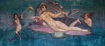 Venus Anadiómena de Apeles, reproducida en un fresco romano.