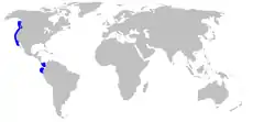 Mapa de distribución de A. brunneus.