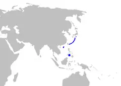 Mapa de distribución de A. herklotsi.