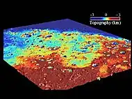 Vista oblicua de Arabia Terra producida por la Mars Global Surveyor.