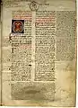 Manuscrito medieval latino de la Física, de Aristóteles.