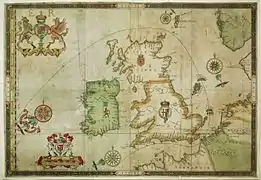 El paso de la Armada Invencible alrededor de Gran Bretaña (publicado en 1590).