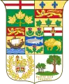 Escudo de armas de Canadá como se ve en la insignia roja de 1873