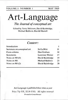 Art & Language: Art-Language The Journal of Conceptual Art, Vol.1 Nr.1, 1969.