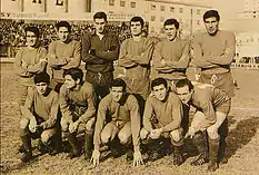  1967, el primer ascenso a la máxima categoría, con: Gonzalo, Cuenca, Casarino, Pazos, Sarmiento, Bagnera, Catania, Souto, Rudzky, Valledor y Pérez.