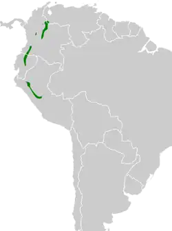 Distribución geográfica del piscuiz barbiblanco.