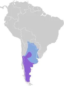 Distribución geográfica del canastero coludo.