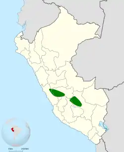 Distribución geográfica del canastero de Junín.