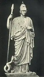 La llamada Minerva Giustiniani (Museos Vaticanos), erróneamente atribuida al sitio, es quizás el origen del nombre del edificio.