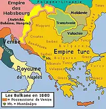 Los Balcanes en 1600.