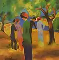 August Macke, Lady in a Green Jacket (Señora en chaqueta verde), 1913