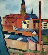 Marienkirche mit Häusern und Schornstein (1911)