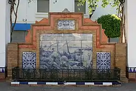 Azulejo representando el cuadro "Ayamonte" de Sorolla.