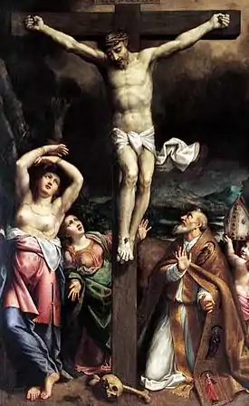 Bernardino Gatti, Crucifixión con santos