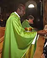 Monseñor Imbamba durante una misa en Lodi, 23 de agosto 2015.