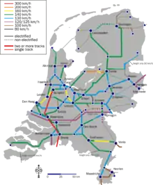 Rail map of the Netherlands