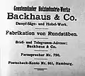 Membrete de Backhaus & Co., años 1930