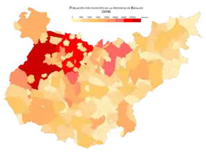 Población por municipio en el año 2018