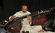Rudra vina, instrumento musical de cuerdas tradicional en India, con 2 tumbas, resonadores hechos de 2 calabazas de Lagenaria siceraria. De aspecto similar es la vichitra vina, también con 2 tumbas de calabaza.