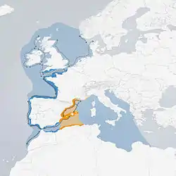 Distribución de Puffinus mauretanicus.