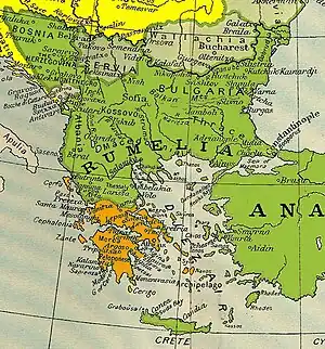 Mapa de los Balcanes (antes de 1878)