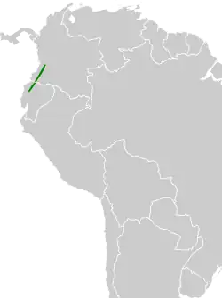 Distribución geográfica de la tangara de Edwards.