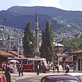 Tranvía en estación Baščaršija en 1989.