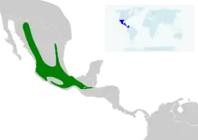 Distribución geográfica de la reinita coronirrufa.