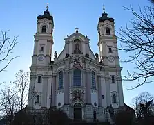 Fachada de la iglesia de los Santos Alejandro y Teodoro de la abadía de Ottobeuren (1748-1753)